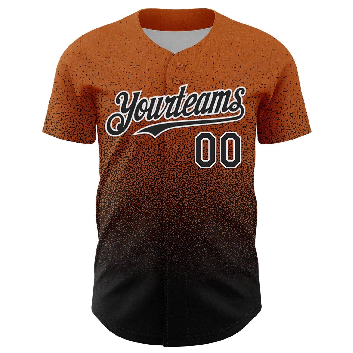 Custom Bay Orange Black-White Fade Fashion Speckle Authentic Baseball Jersey view 2