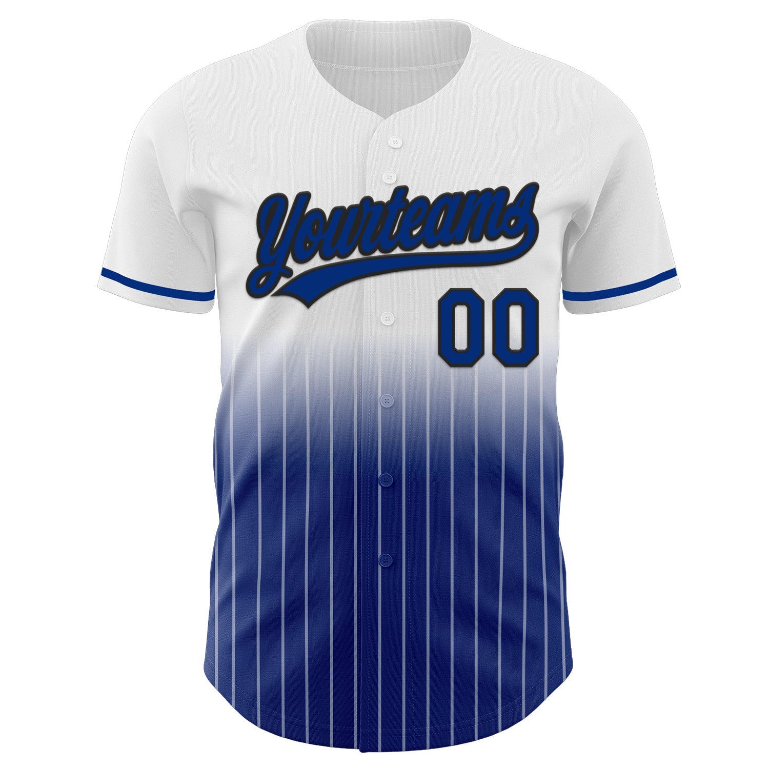 Custom White Pinstripe Royal-Black Authentic Fade Fashion Baseball Jersey view 2