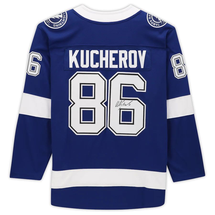 TB.Lightning #86 Nikita Kucherov Fanatics Authentic Autographed Breakaway Jersey Blue Stitched American Hockey Jerseys - Main View