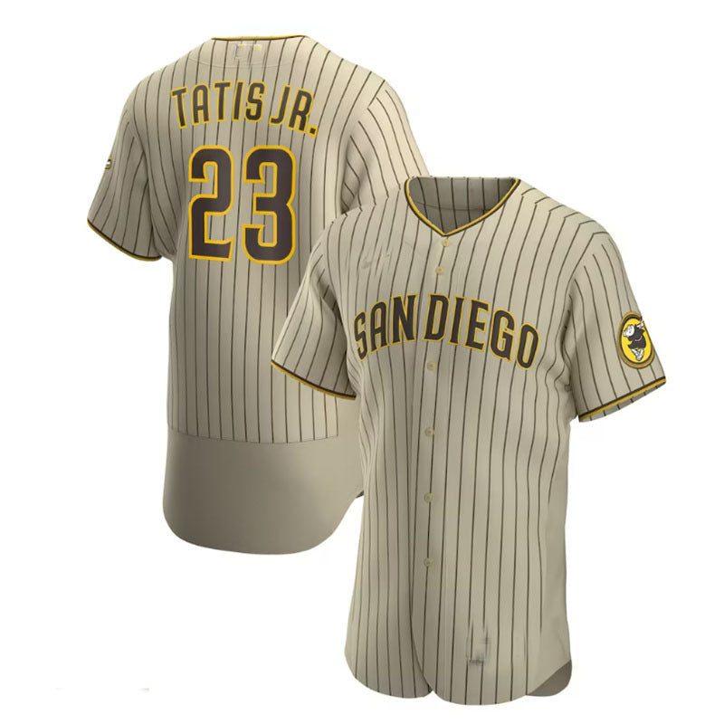 San Diego Padres #23 Fernando Tat¨ªs Jr. Alternate Authentic Player Jersey - Tan Brown Baseball Jerseys - Main View