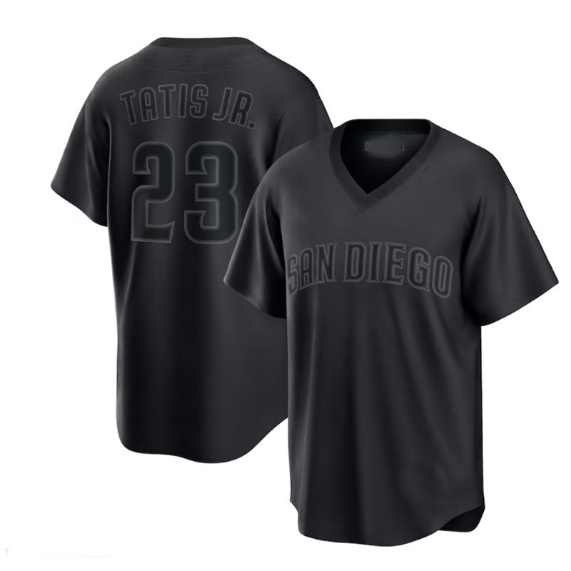 San Diego Padres #23 Fernando Tat¨ªs Jr. Pitch Black Fashion Replica Player Jersey - Black Baseball Jerseys - Main View