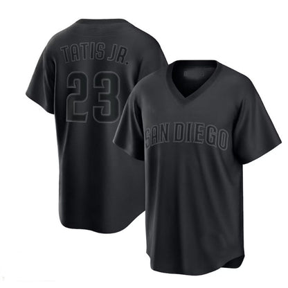 San Diego Padres #23 Fernando Tat¨ªs Jr. Pitch Black Fashion Replica Player Jersey - Black Baseball Jerseys - Main View