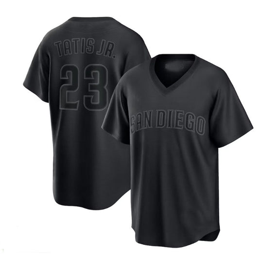San Diego Padres #23 Fernando Tat¨ªs Jr. Pitch Black Fashion Replica Player Jersey - Black Baseball Jerseys - Main View