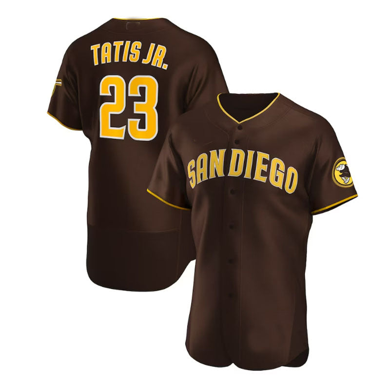 San Diego Padres #23 Fernando Tat¨ªs Jr. Road Authentic Player Jersey - Brown Baseball Jerseys - Main View