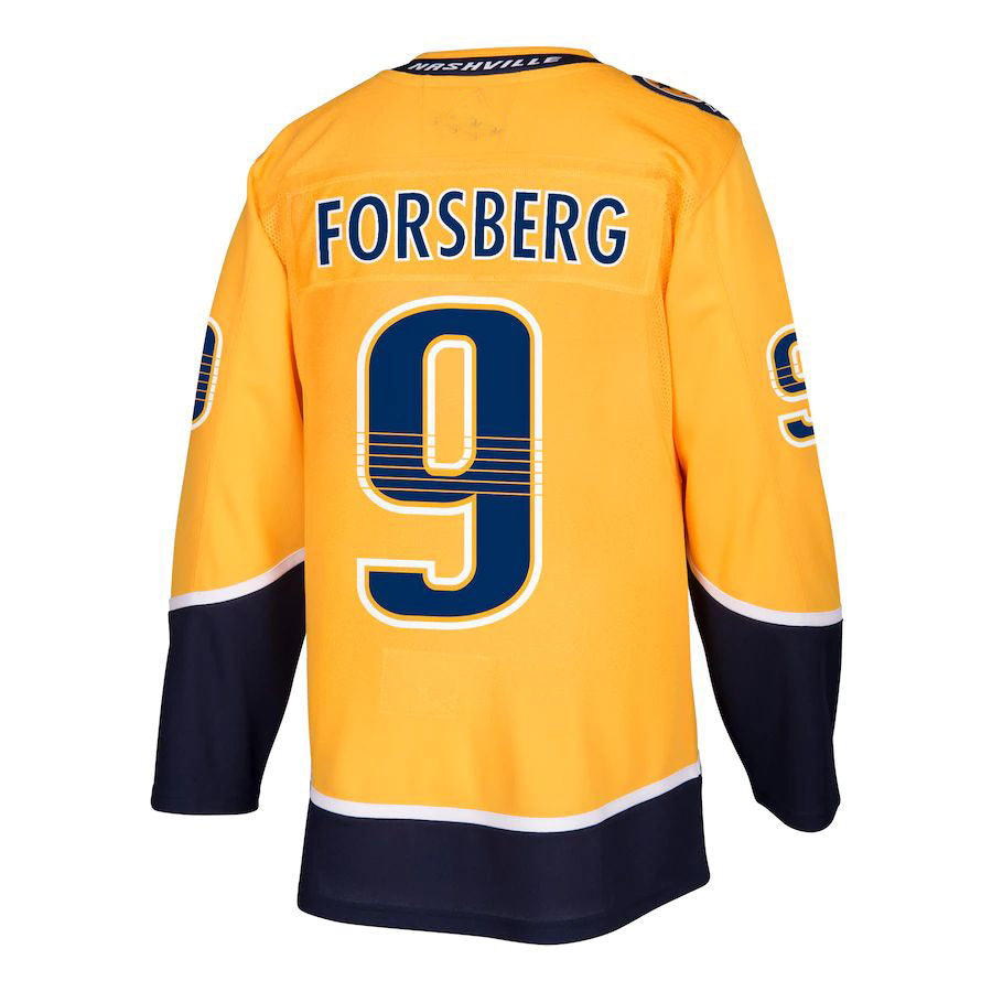 N.Predators #9 Filip Forsberg Authentic Player Jersey Gold Stitched American Hockey Jerseys - Main View