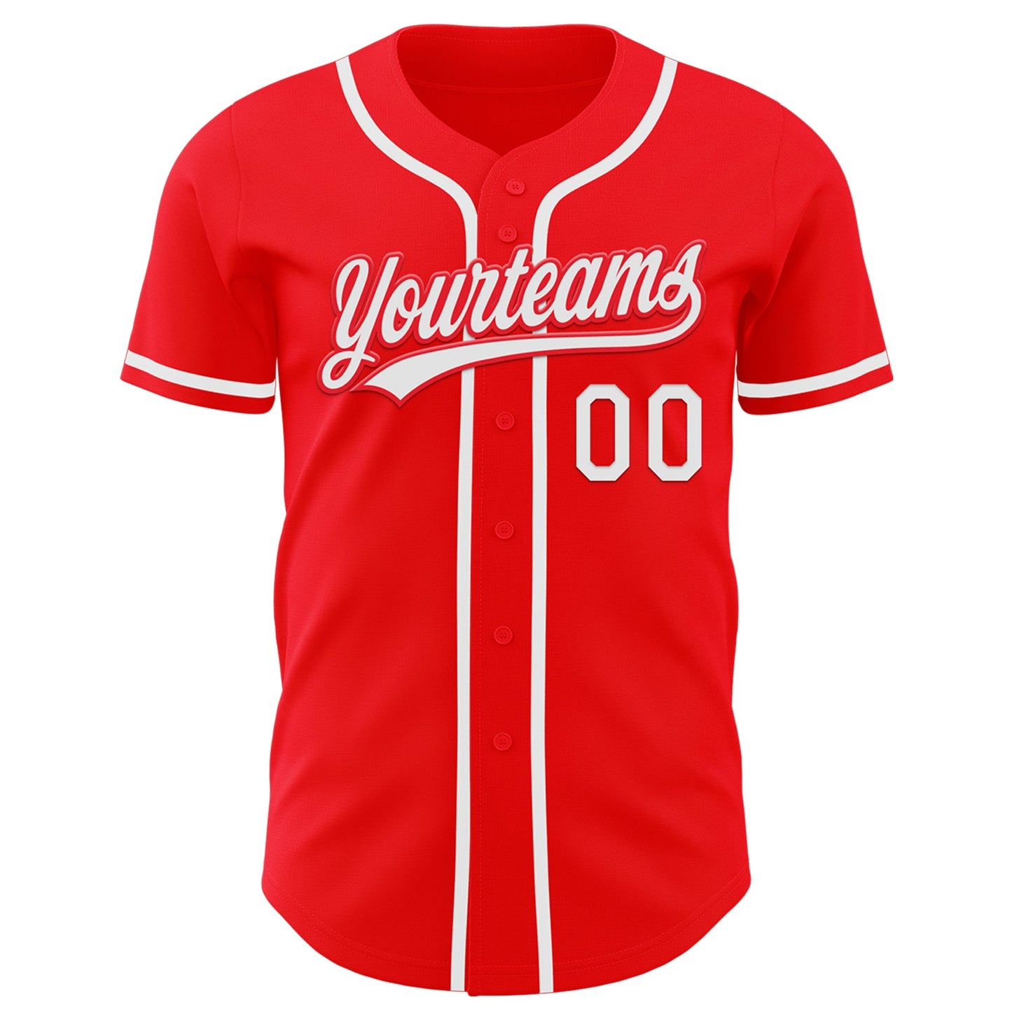 Custom Fire Red White Authentic Baseball Jersey view 2