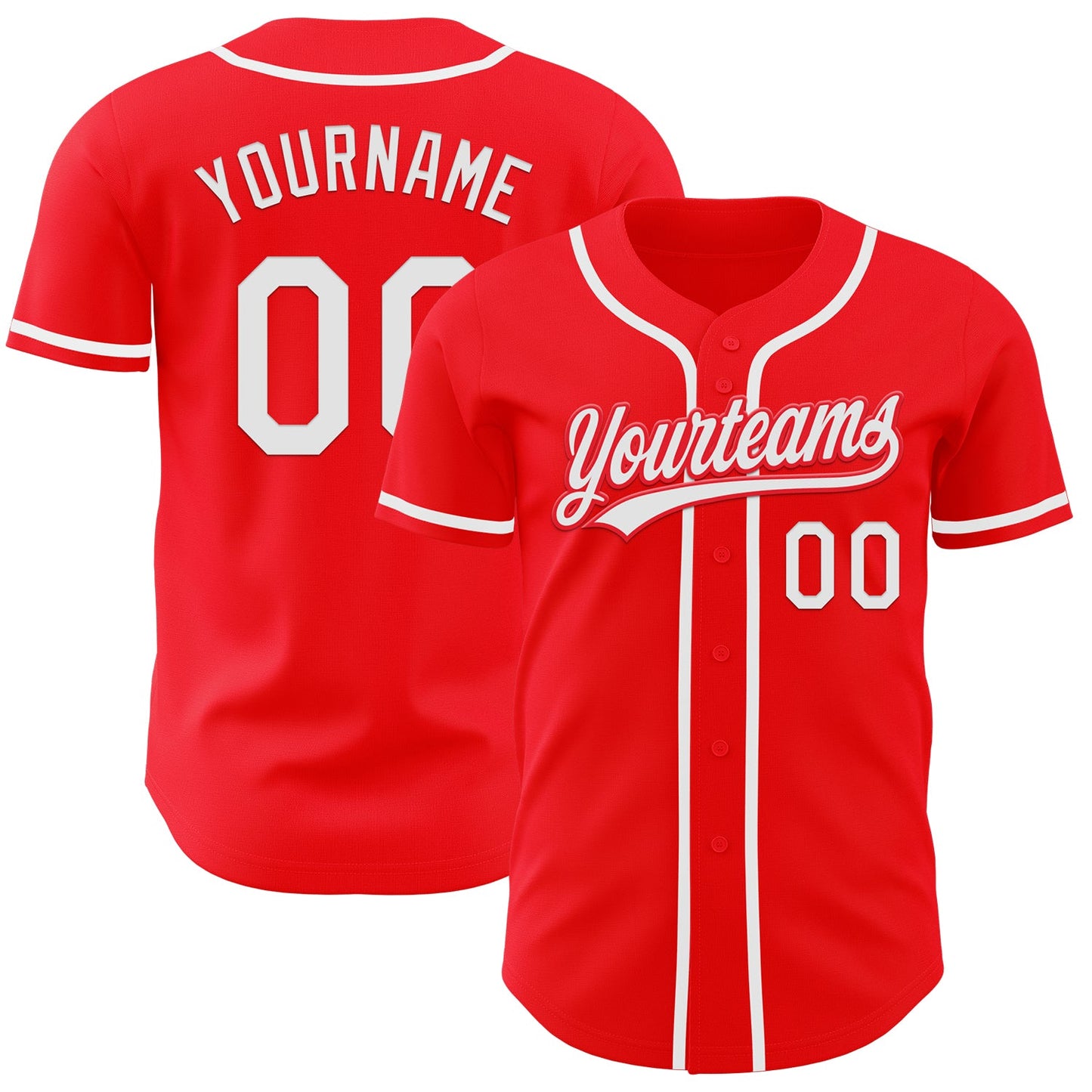 Custom Fire Red White Authentic Baseball Jersey - Main View