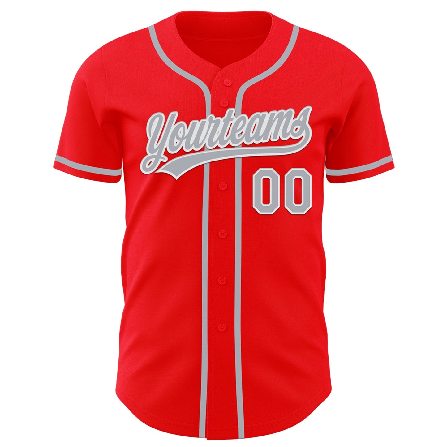 Custom Fire Red Gray-White Authentic Baseball Jersey view 2