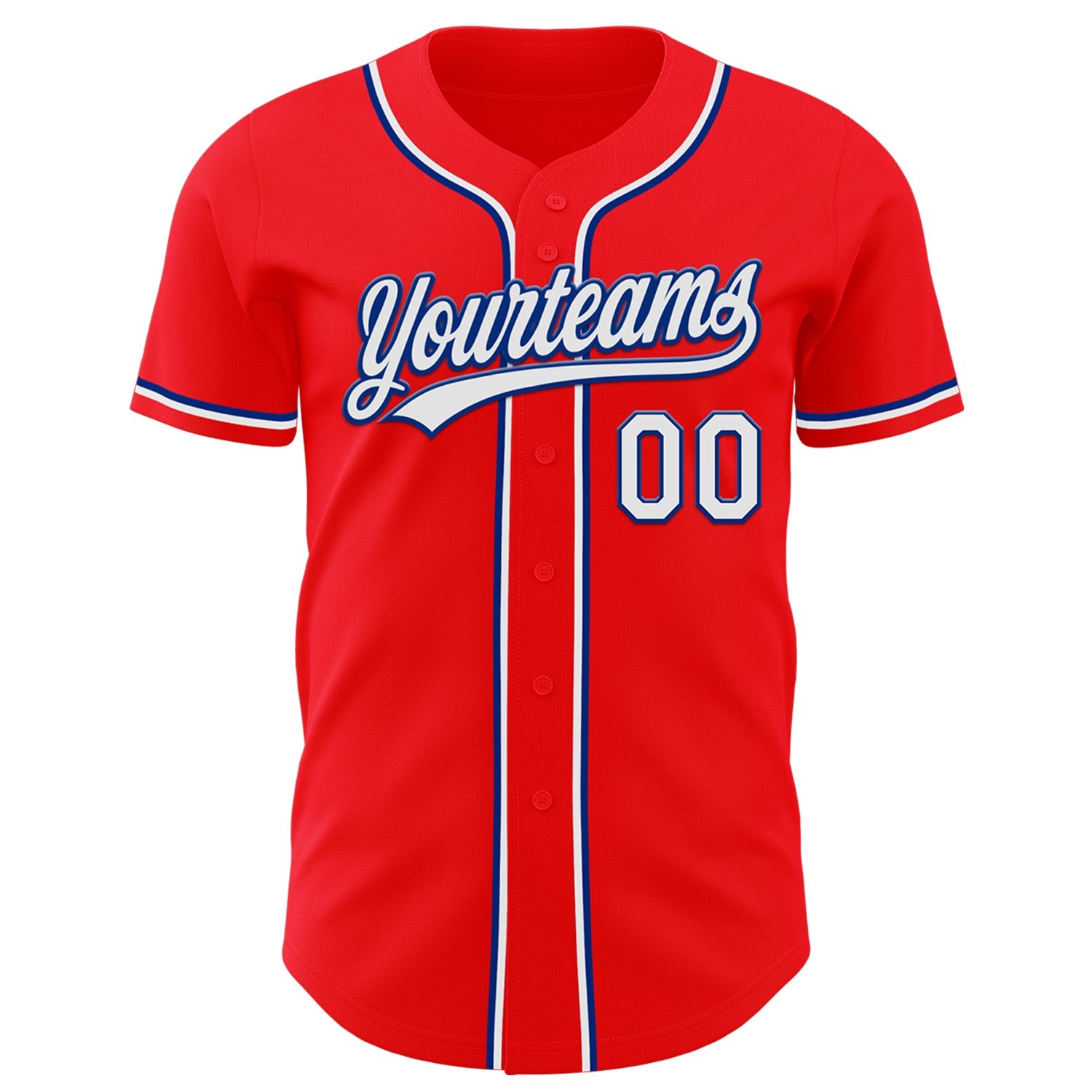 Custom Fire Red White-Royal Authentic Baseball Jersey view 2