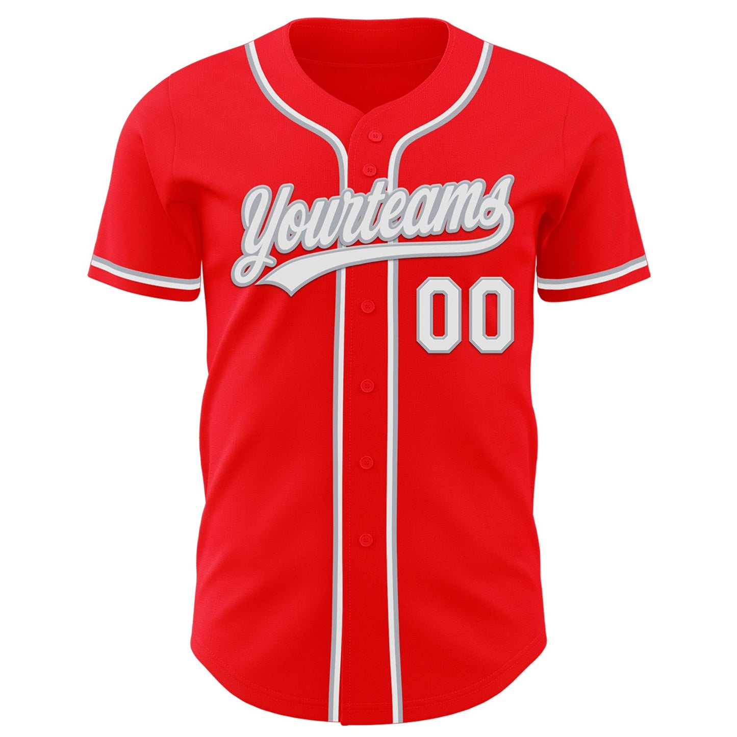 Custom Fire Red White-Gray Authentic Baseball Jersey view 2