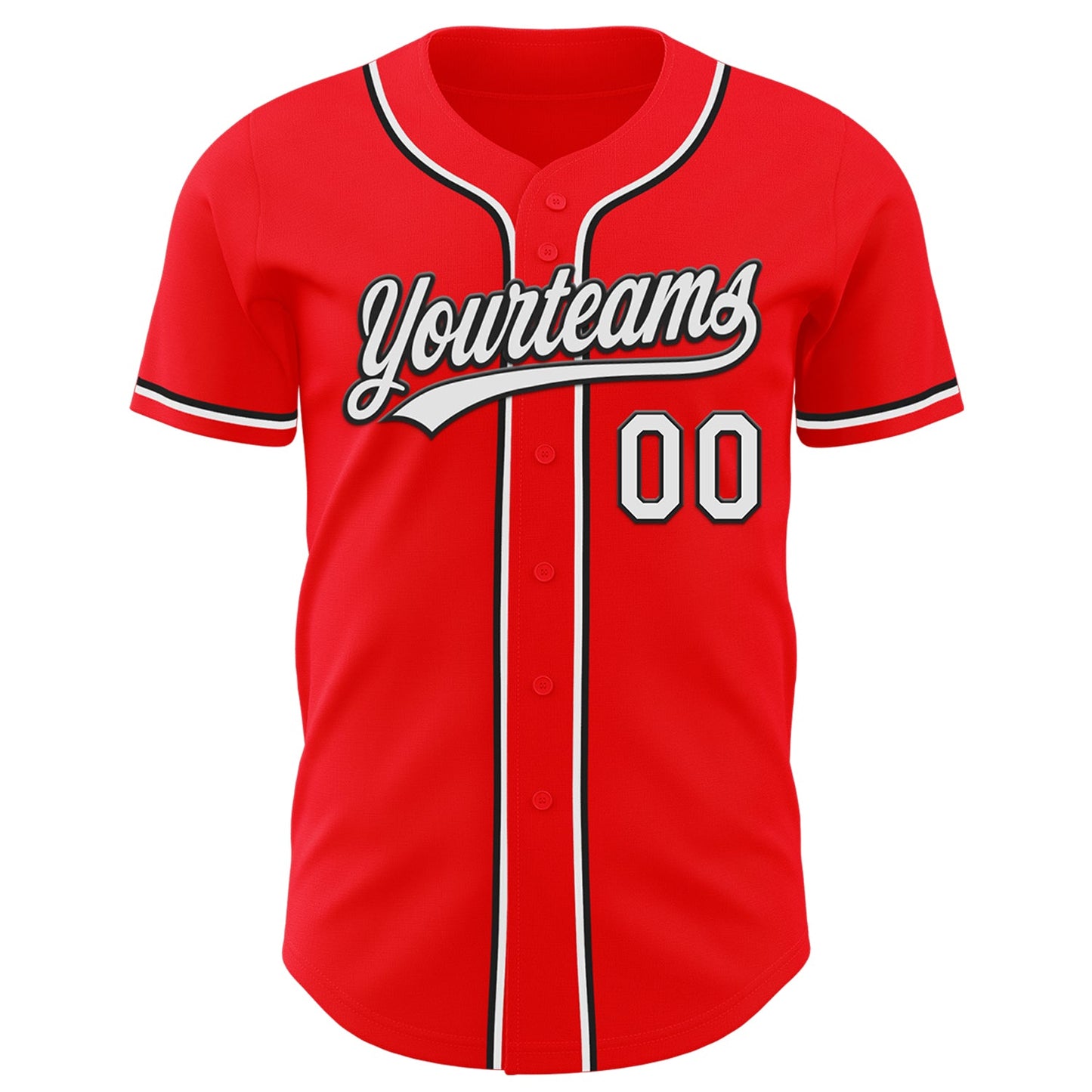 Custom Fire Red White-Black Authentic Baseball Jersey view 2