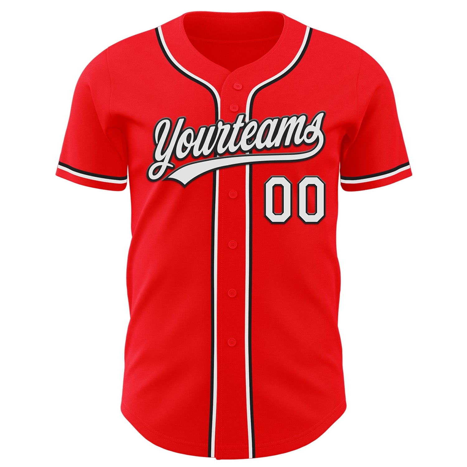 Custom Fire Red White-Black Authentic Baseball Jersey view 2