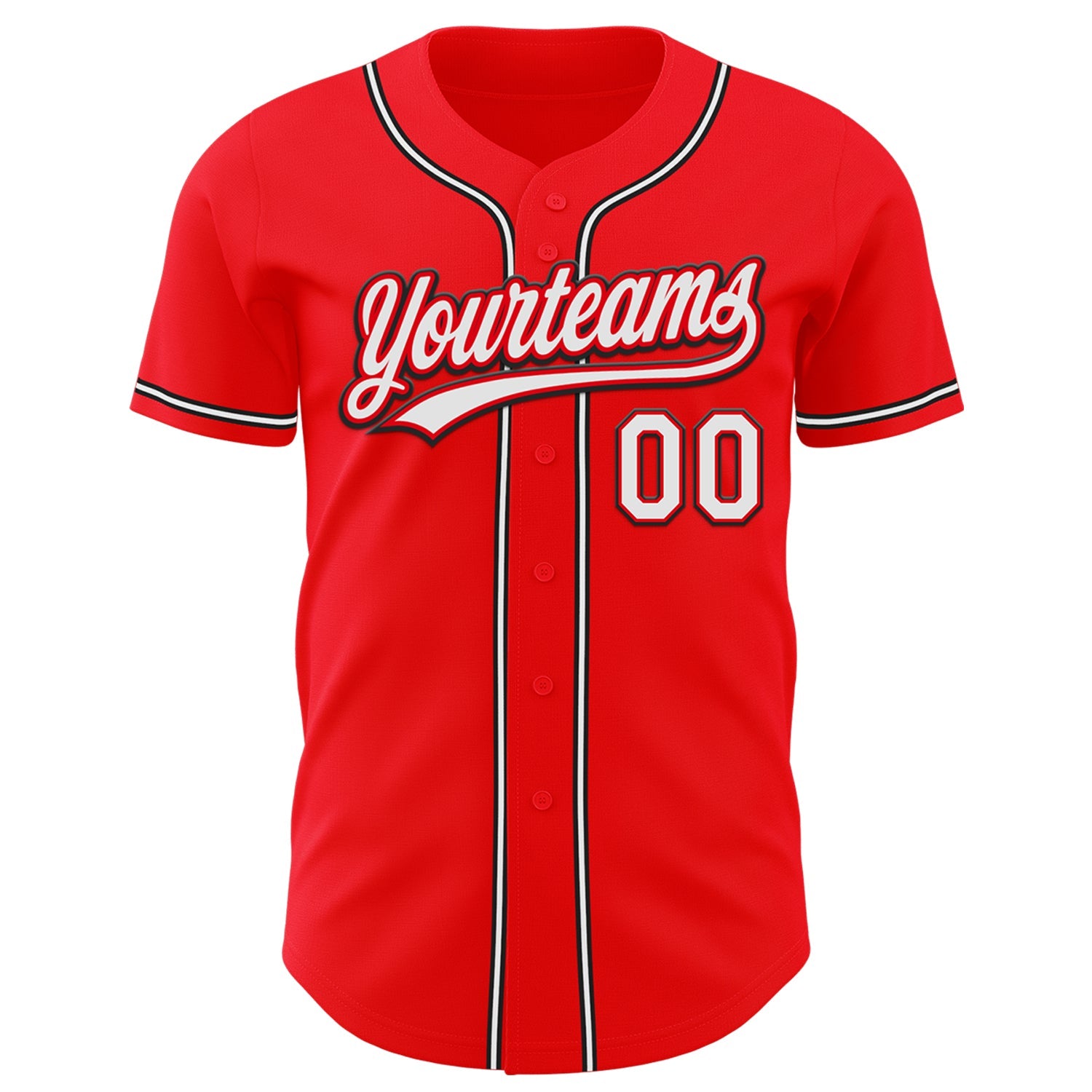 Custom Fire Red White-Black Authentic Baseball Jersey view 2