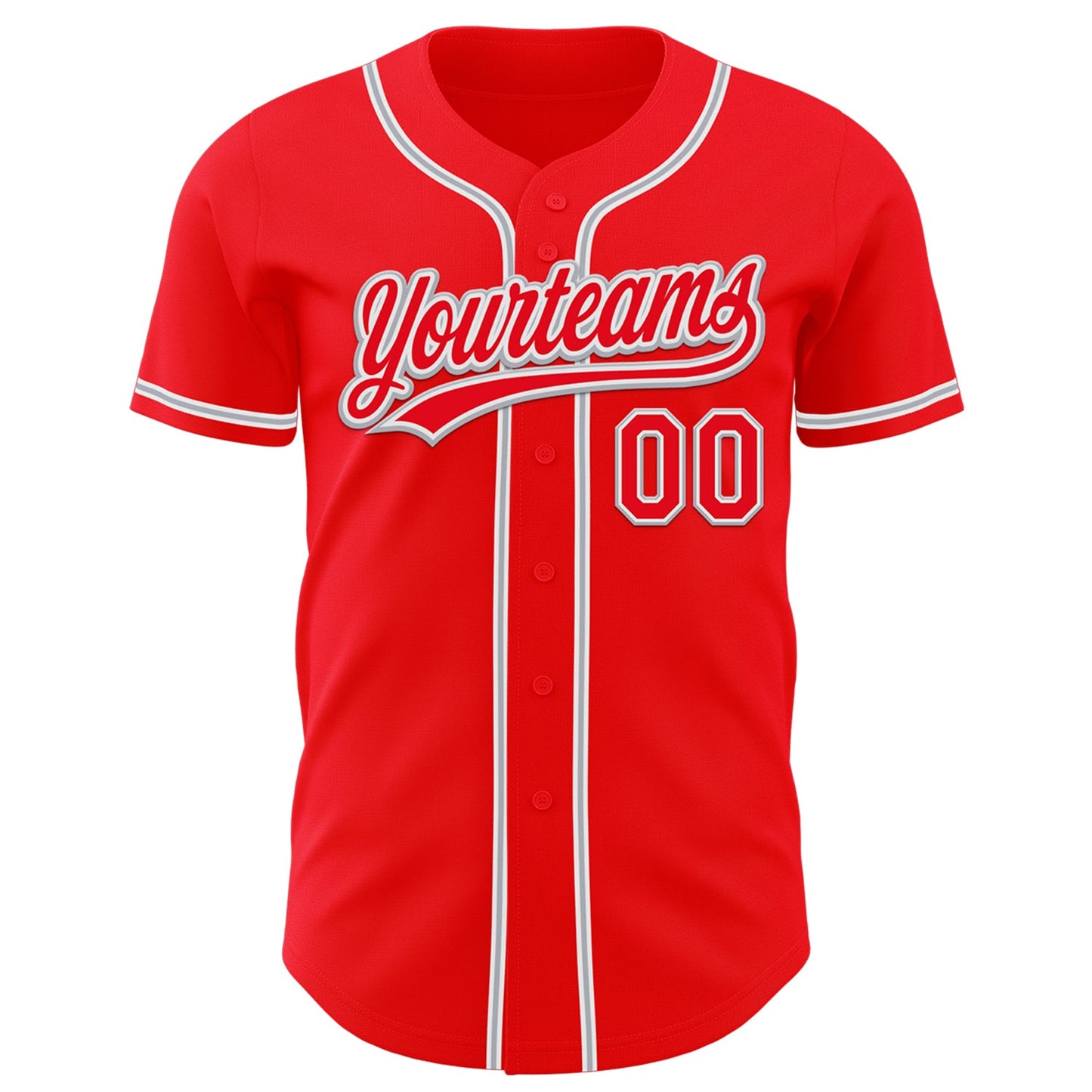 Custom Fire Red White-Gray Authentic Baseball Jersey view 2