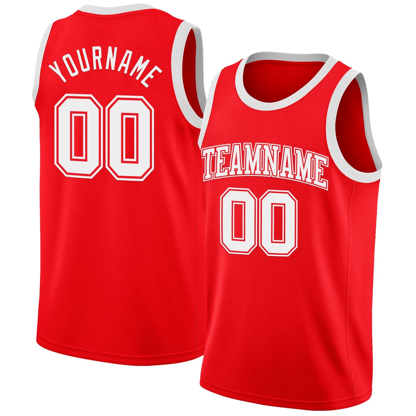 Custom Fire Red White Authentic Basketball Jersey - Main View