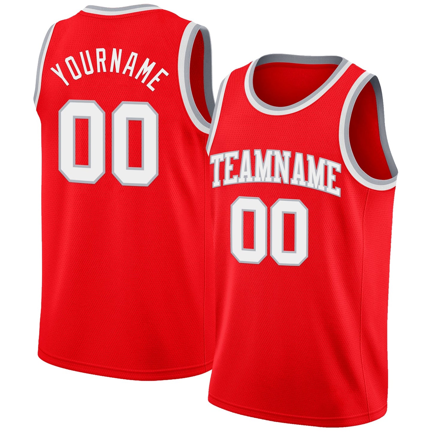 Custom Fire Red White-Gray Authentic Basketball Jersey - Main View