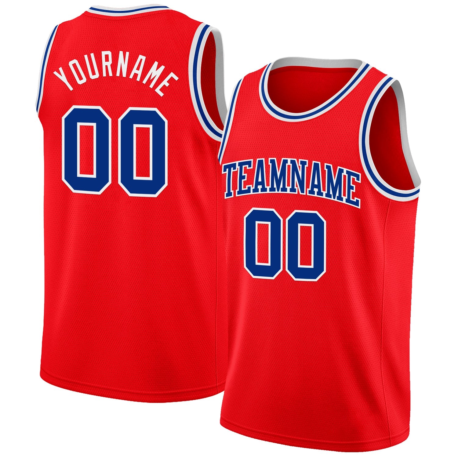 Custom Fire Red Royal-White Authentic Basketball Jersey - Main View
