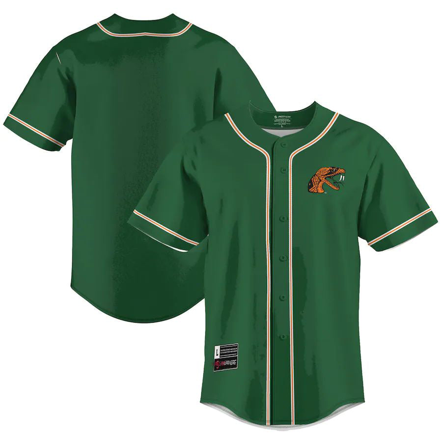 F.A&M Rattlers Baseball Jersey Green Stitched American College Jerseys - Main View