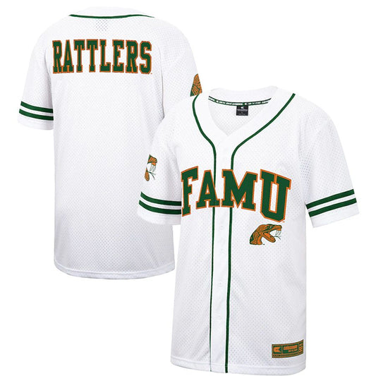 F.A&M Rattlers Colosseum Free Spirited Baseball Jersey WhiteGreen Stitched American College Jerseys - Main View