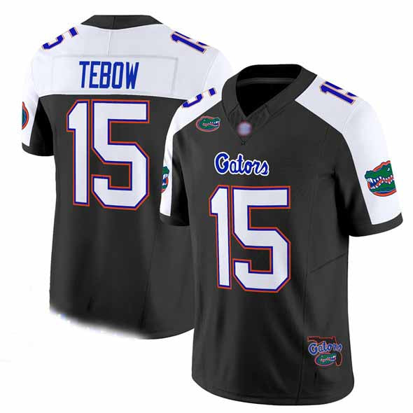 F.Gators #15 Tim Tebow Black Alternate 2024 F.U.S.E. Florida Patch Vapor Limited Stitched Football American College Jerseys - Main View