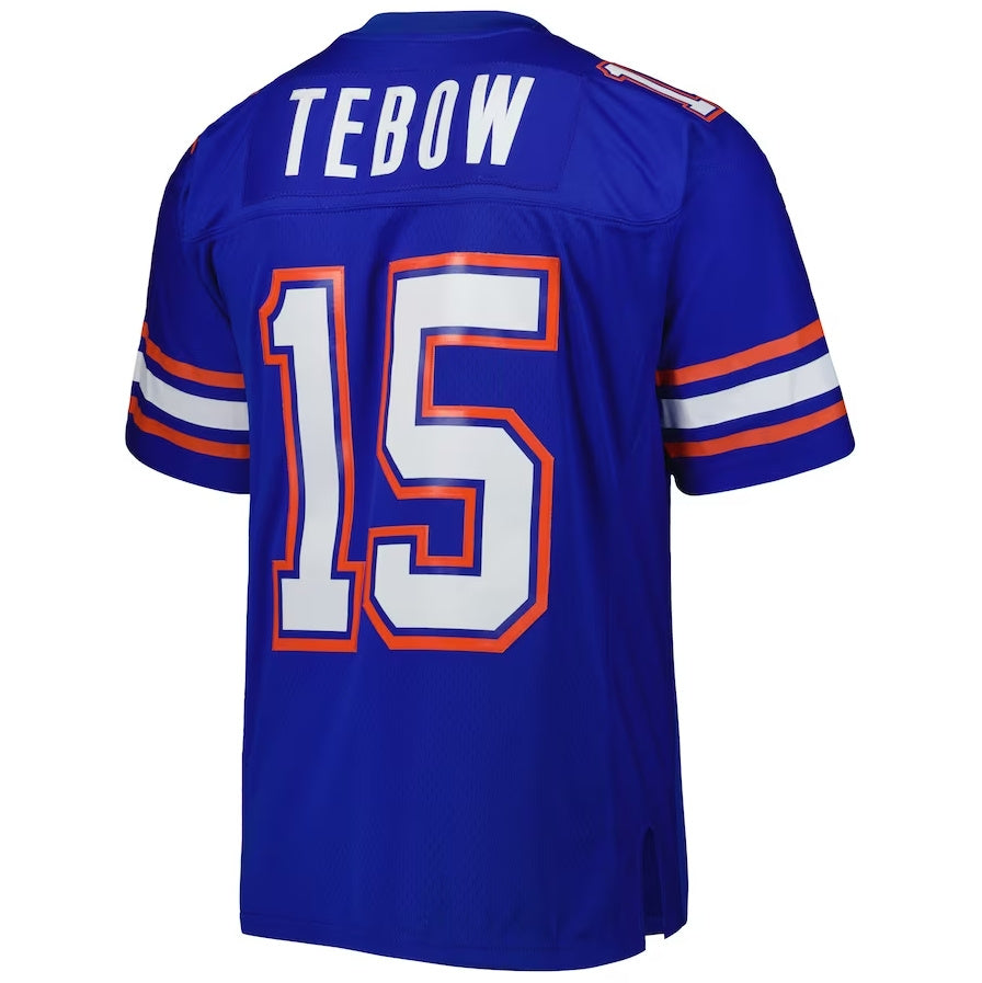 F.Gators #15 Tim Tebow Mitchell & Ness Big & Tall Legacy Jersey - Royal American College Jerseys - Main View