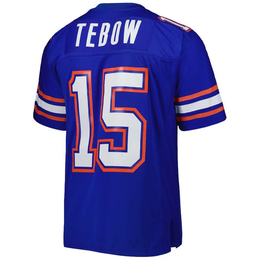 F.Gators #15 Tim Tebow Mitchell & Ness Big & Tall Legacy Jersey - Royal American College Jerseys - Main View