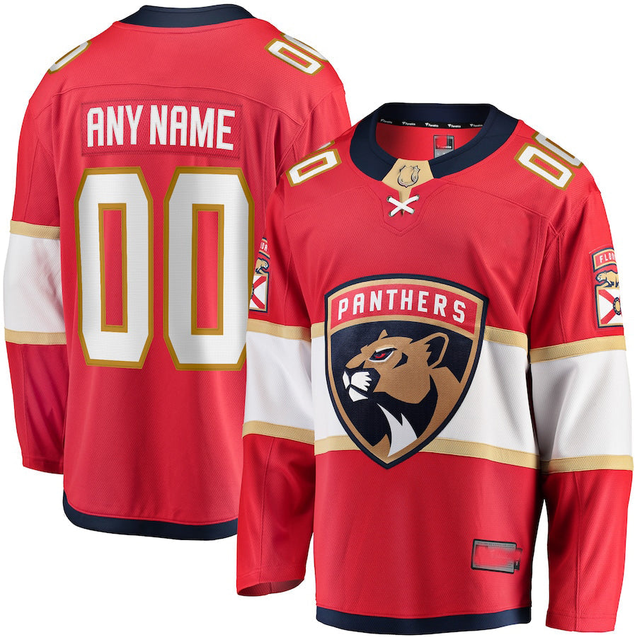 Custom F.Panthers Fanatics Branded Home Breakaway Jersey Red Stitched American Hockey Jerseys - Main View