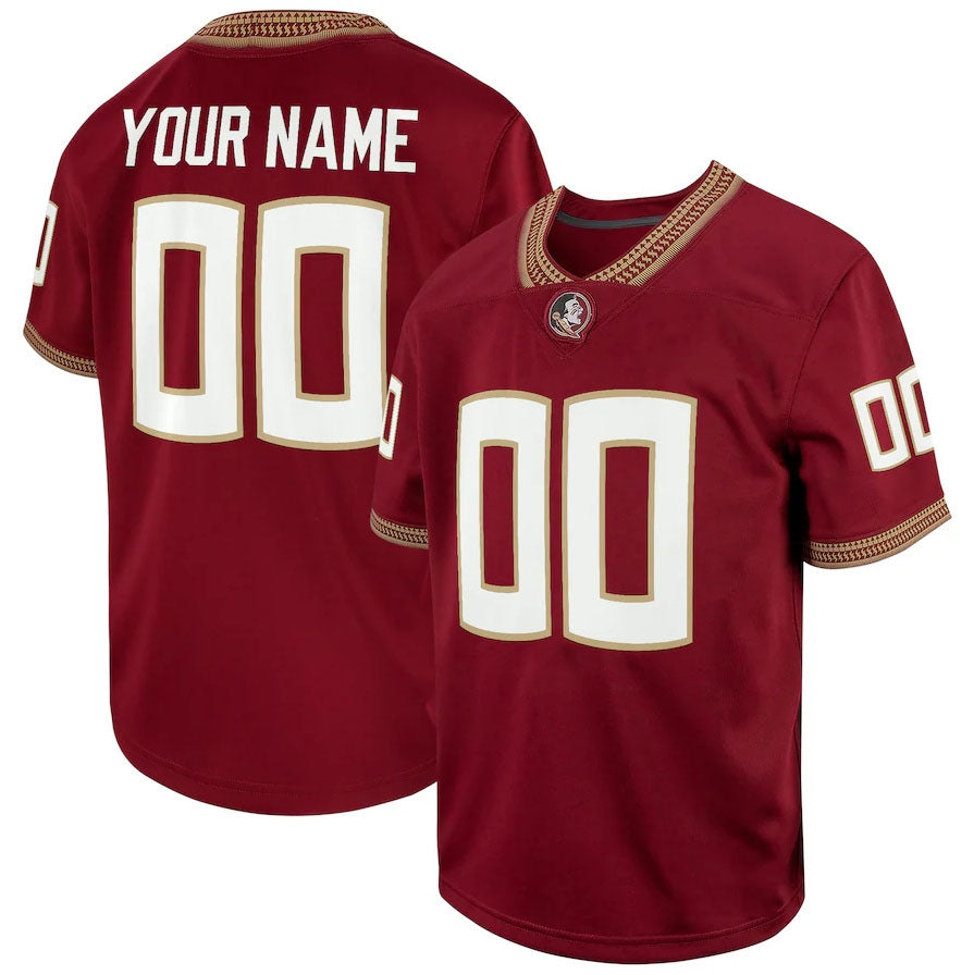 Custom F.State Seminoles Replica Football Game Jersey – Garnet American College Jerseys - Main View