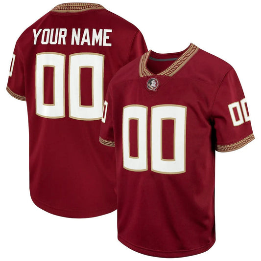 Custom F.State Seminoles Replica Football Game Jersey – Garnet American College Jerseys - Main View