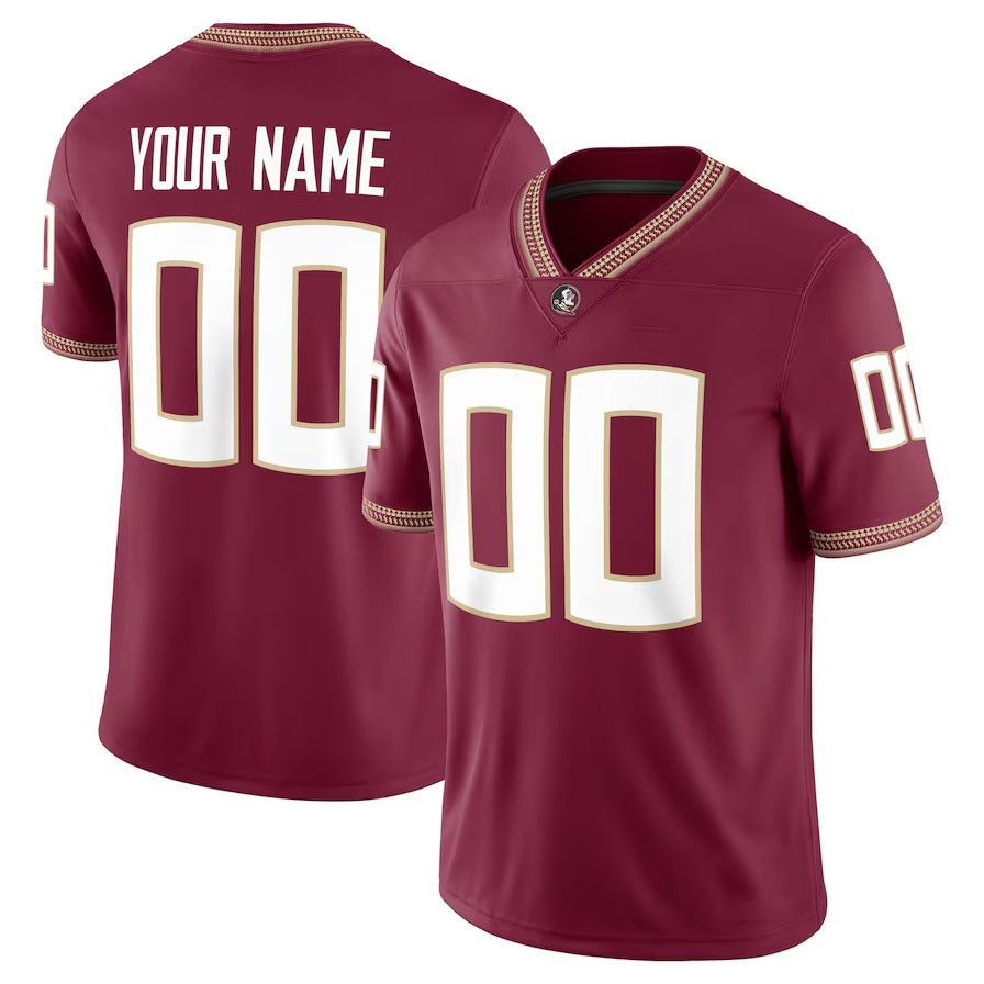 Custom F.State Seminoles Football Game Jersey - Garnet American College Jerseys - Main View
