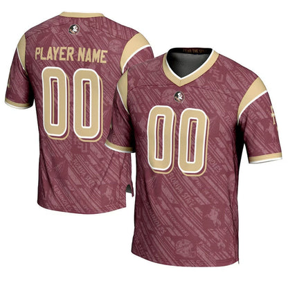 Custom F.State Seminoles GameDay Greats Highlight Print NIL Pick-A-Player Football Jersey - Garnet American College Jerseys - Main View