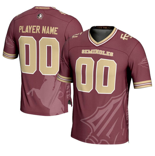 Custom F.State Seminoles GameDay Greats Icon Print NIL Pick-A-Player Football Jersey - Garnet American College Jerseys - Main View