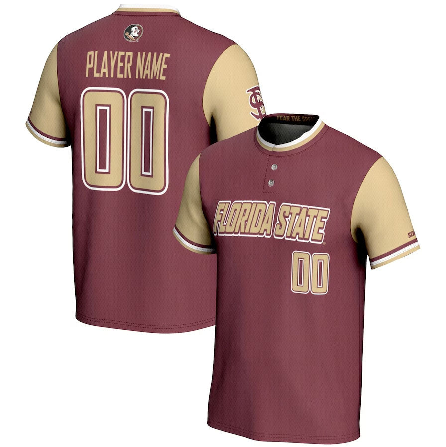 Custom F.State Seminoles GameDay Greats Unisex NIL Pick-A-Player Lightweight Softball Jersey – Garnet American College Jerseys - Main View