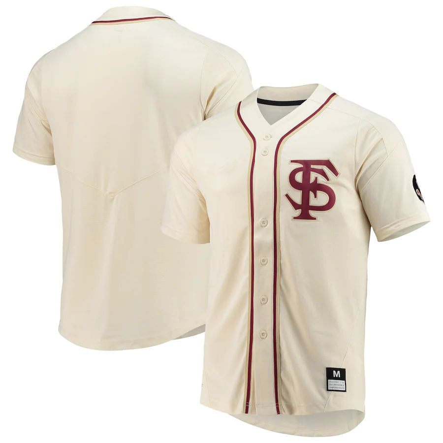 F.State Seminoles Vapor Untouchable Elite Replica Full-Button Baseball Jersey Natural Stitched American College Jerseys - Main View
