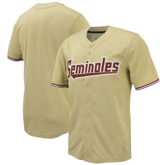F.State Seminoles Replica Full-Button Baseball Jersey - Gold American College Jerseys - Main View