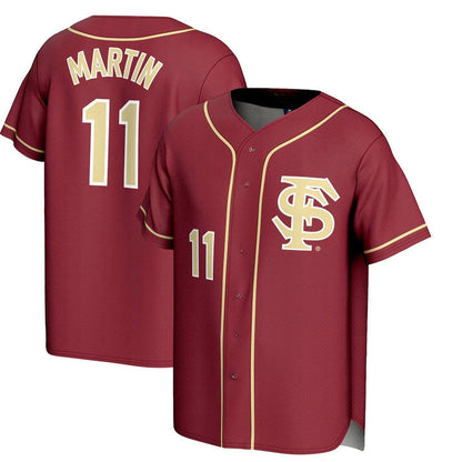 F.State Seminoles #11 Mike Martin GameDay Greats Unisex Lightweight Baseball Jersey - Garnet American College Jerseys - Main View