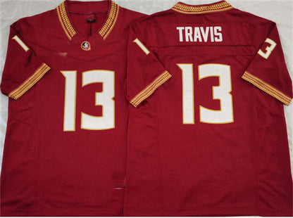 F.State Seminoles #13 Jordan Travis Red 2023 F.U.S.E Stitched College Jerseys - Main View