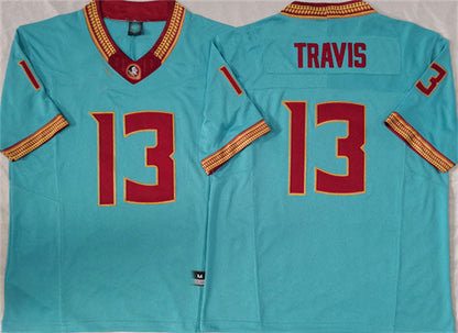 F.State Seminoles #13 Jordan Travis Teal 2023 F.U.S.E Stitched College Jerseys - Main View