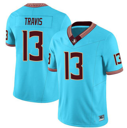 F.State Seminoles #13 Jordan Travis Teal Stitched College Jerseys - Main View