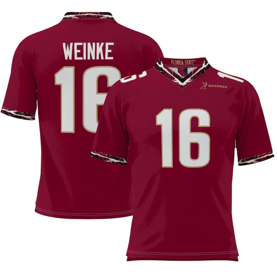F.State Seminoles #16 Chris Weinke Heisman Football Jersey - Garnet American College Jerseys - Main View
