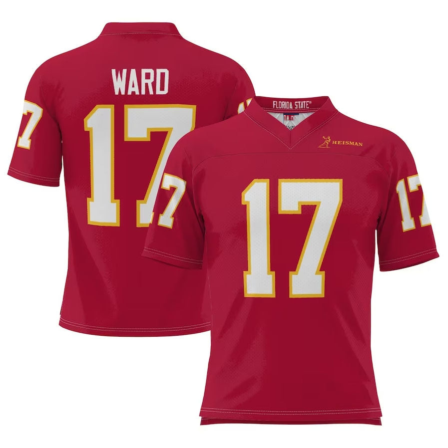 F.State Seminoles #17 Charlie Ward GameDay Greats Heisman Football Jersey - Garnet American College Jerseys - Main View