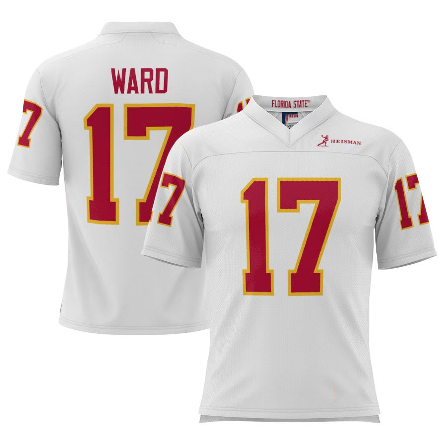 F.State Seminoles #17 Charlie Ward GameDay Greats Heisman Football Jersey - White American College Jerseys - Main View