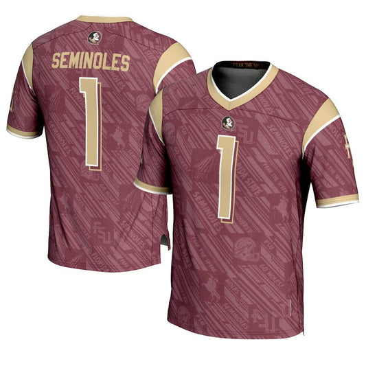 F.State Seminoles #1 GameDay Greats Garnet Highlight Print Football Fashion Jersey American College Jerseys - Main View