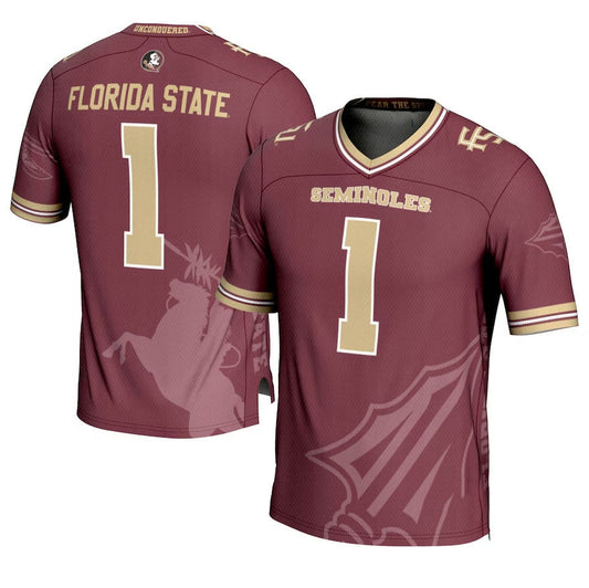 F.State Seminoles #1 GameDay Greats Garnet Icon Print Football Fashion Jersey American College Jerseys - Main View