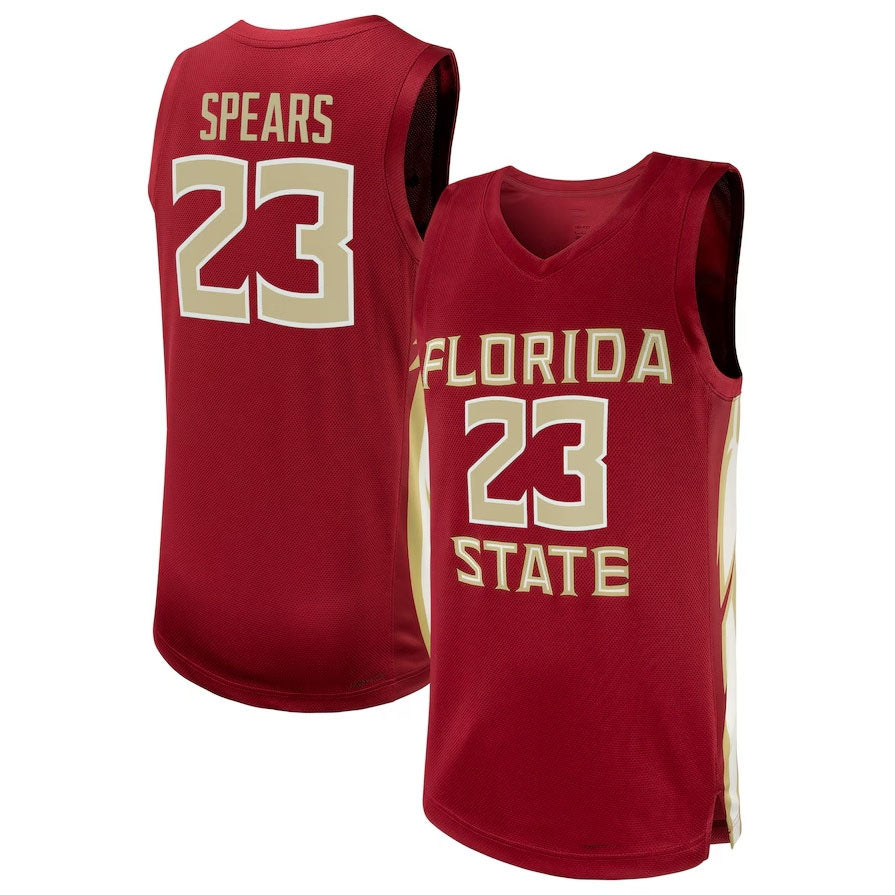 F.State Seminoles #23 Primo Spears NIL Basketball Replica Player Jersey - Garnet American College Jerseys - Main View