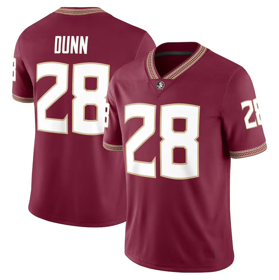 F.State Seminoles #28 Warrick Dunn Alumni Game Jersey - Garnet American College Jerseys - Main View