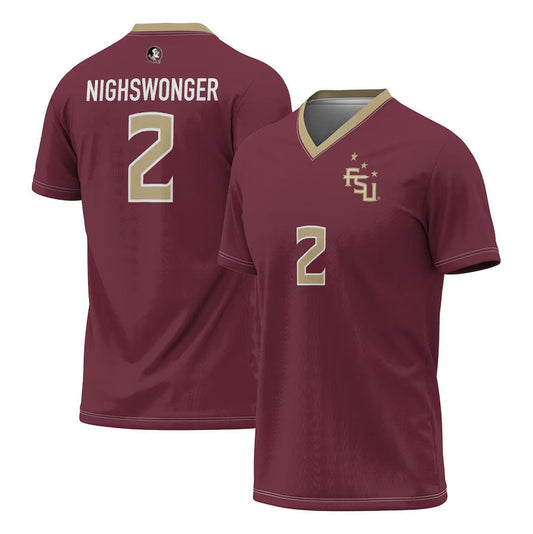 F.State Seminoles #2 Jenna Nighswonger GameDay Greats Soccer Fashion Jersey - Garnet American College Jerseys - Main View