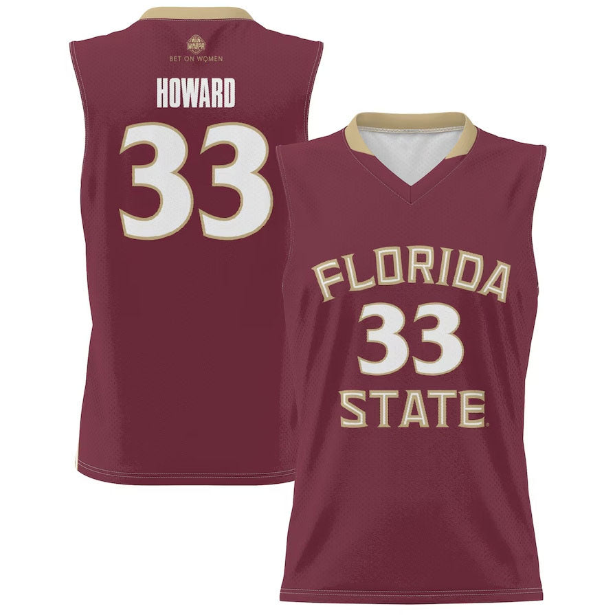 F.State Seminoles #33 Erin Howard GameDay Greats Unisex Lightweight Basketball Alumni Jersey - Garnet American College Jerseys - Main View