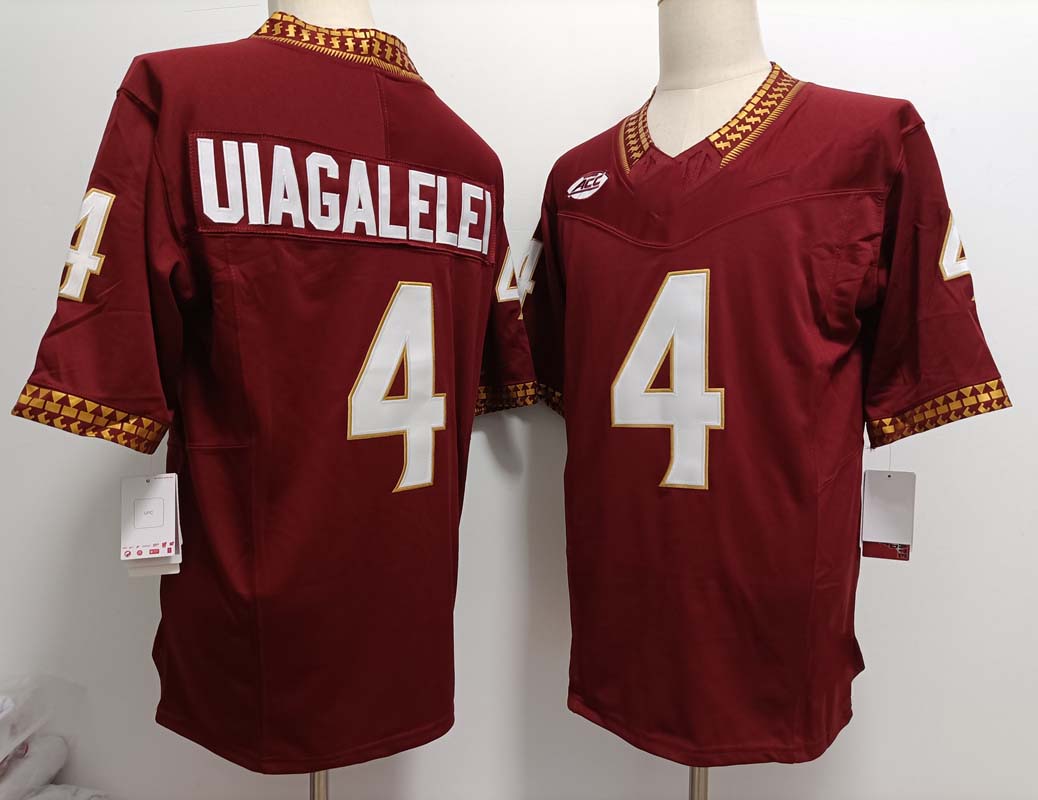 F.State Seminoles #4 DJ Uiagalelei Red FUSE Stitched American College Jerseys - Main View