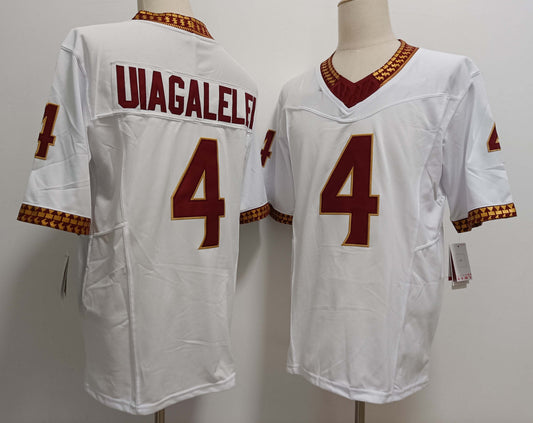 F.State Seminoles #4 DJ Uiagalelei White FUSE Stitched American College Jerseys - Main View